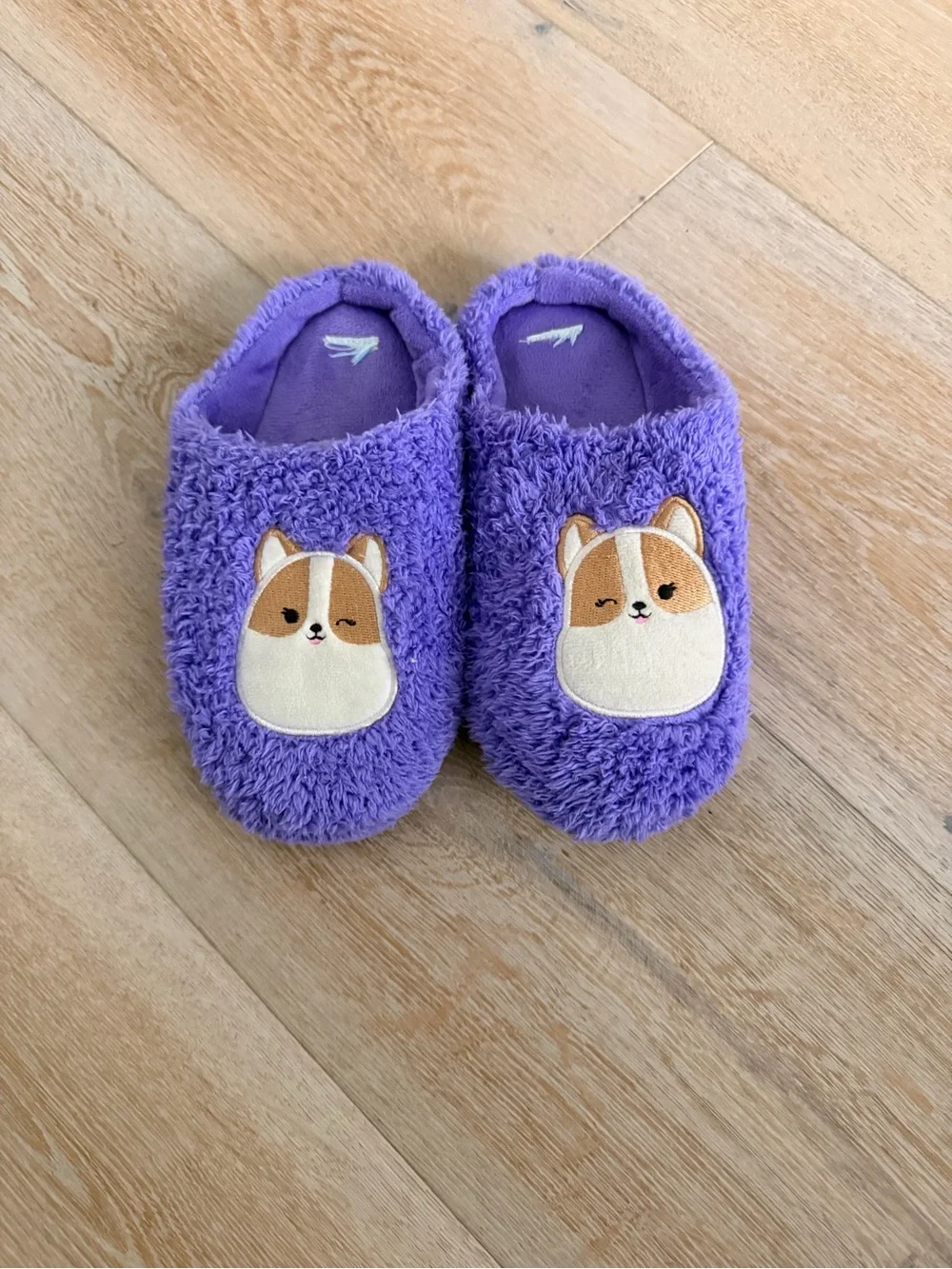 Squishmallows Purple Corgi Plush Slip-On Slippers